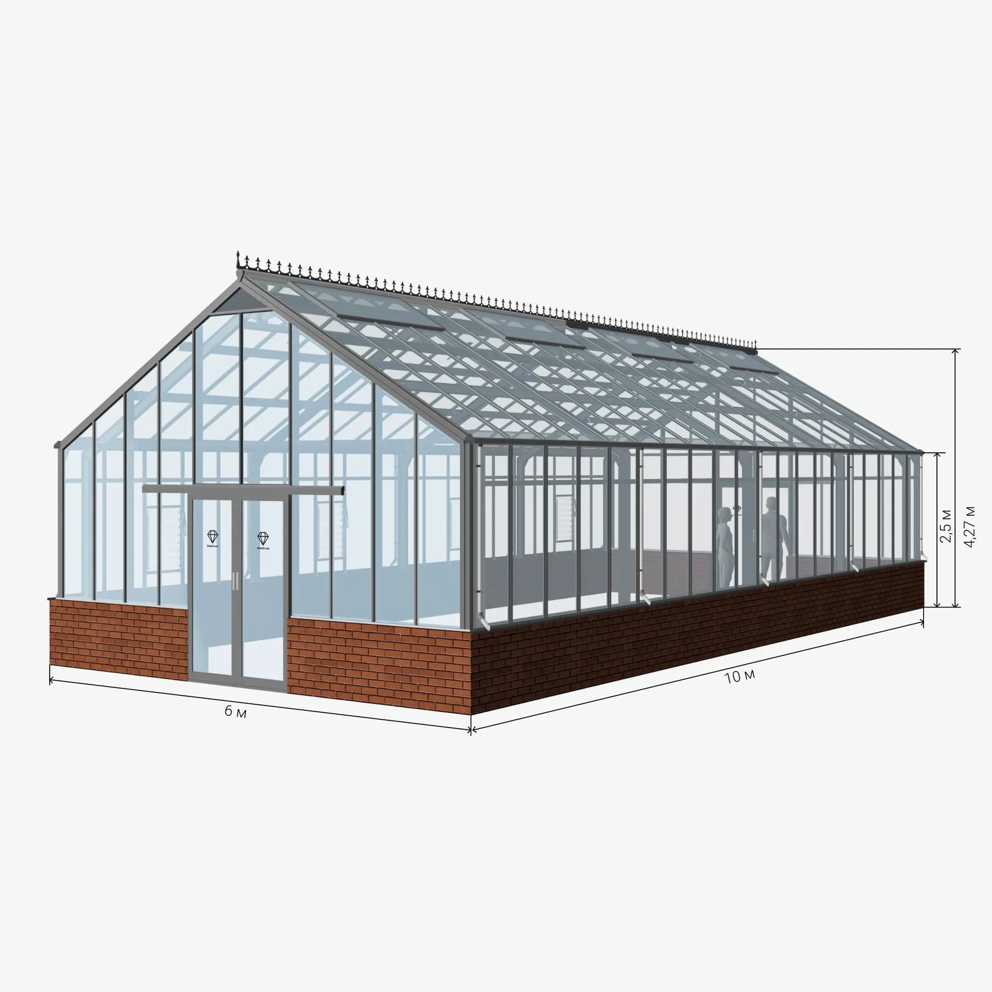 Проект теплицы "GreenDi Model 2 размером 6х10 м, комплектация "Люкс"